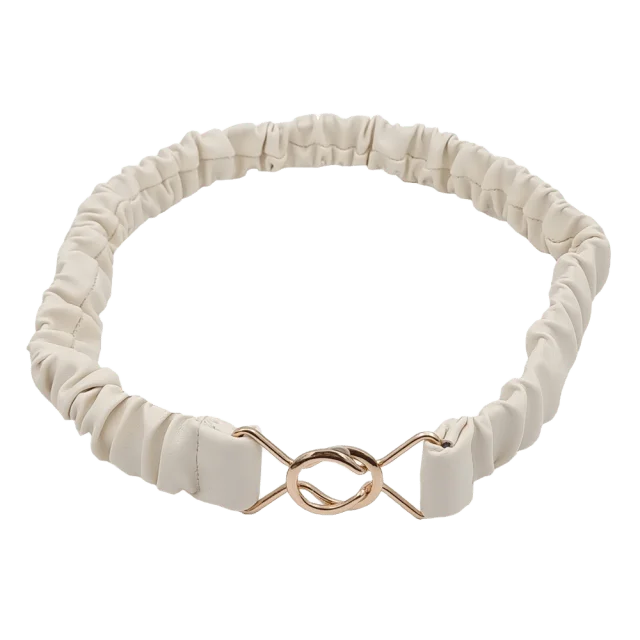 Complement 2,5 Cm Rynkigt Elastiskt Bälte I Imitationsläder Skärp Dam Beige L