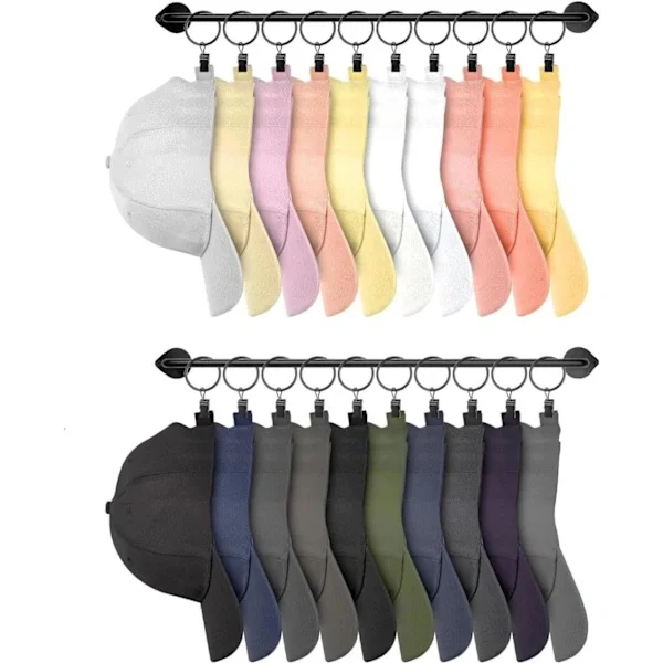 Wall Hanger for Hats, Baseball Cap Organizer with 20 Hooks, Modern Metal Hat Rack for Wall for Wardrobe