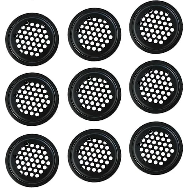 10 st Rostfria Ventilgaller, Cirkulärt Nät, Svart Cirkulär Ventilationsgaller, Gallerskydd, Ventilgaller Skydd Ventilation av Skåp, Garderob[co]