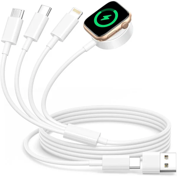 4-i-2-laddare för Apple Watch, multiladdare Apple Watch och iPhone iWatch magnetisk laddare Apple Watch laddningskabel