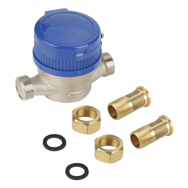 Vattenmätare Vattenflödesmätare Kallvattenmätare med Kopplingar för Trädgård och Hem 15mm 1/2"