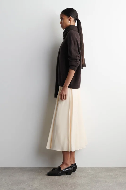 COS Women's Gonna Midi A Trapezio A Pieghe in Beige