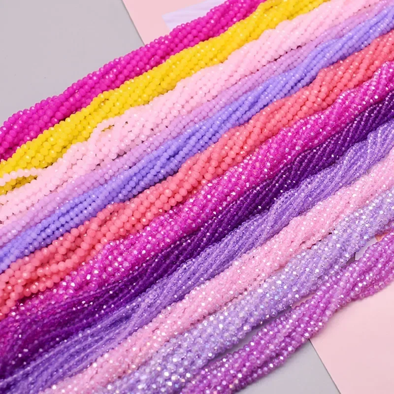 AliExpress - 1 2 3 4mm Rose Rot Färben Rondelle Kristall Glas Perlen Flachen Facettierten Lose Spacer Glas Perlen für Schmuck herstellung von Schmuck 