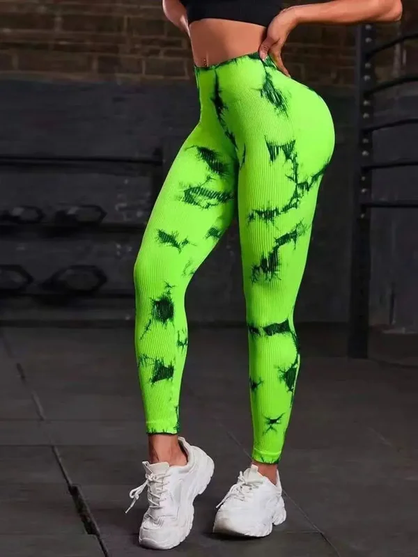 AliExpress - Femmes tricoté Leggings cravate colorant gymnase Fitness athlétique entraînement élastique Leggins pantalons de Yoga sport entraînement 