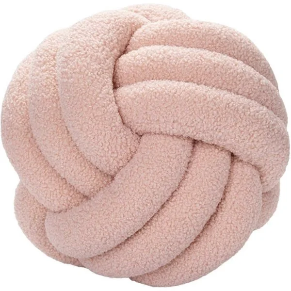 Knude Bold Pyntepude Ultra Blød Selskab Dekorativ Håndvævet Knude Bold Lamme Velvet Sofapude, Knude Pude, Sofapude Lys Pink