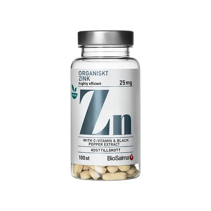 BioSalma Zink 25mg + C-vitamin & Svartpeppar 100 tabletter