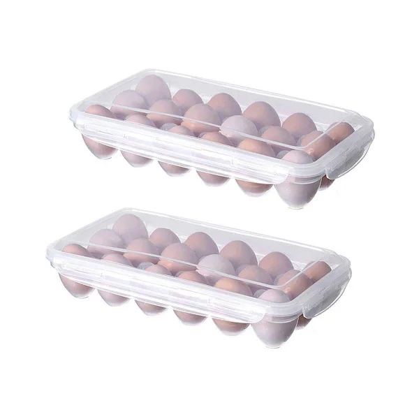 2x Eggeholderbrett 18 Rom Oppbevaringsbokser Beholdere Kjøkken Kjøleskap Holder