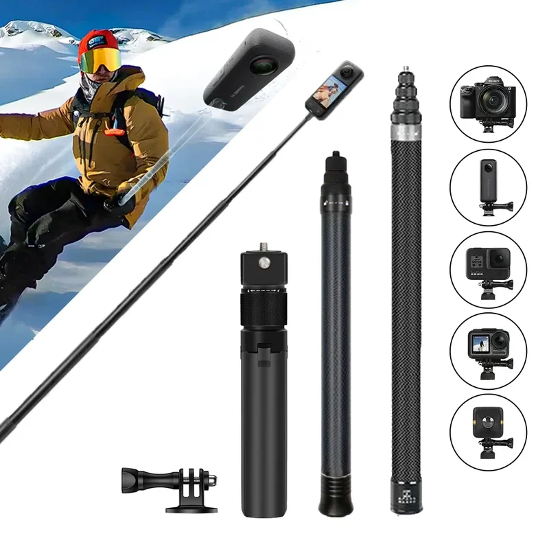 AliExpress - Perche à Selfie Invisible en Fiber de carbone pour Insta360 x5 x4 x3, 1.5m 3m, faisceau de temps de balle, poignée de trépied pour 