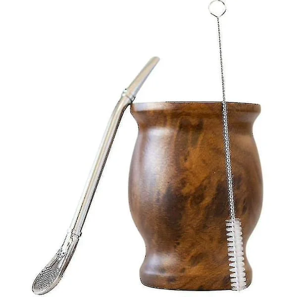 Yerba Mate sæt med dobbeltvægget 18/8 rustfrit stål Mate te kop