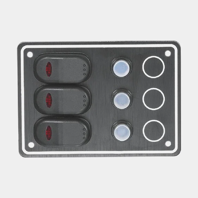 Strømafbryderpanel / sikringspanel, 15 A, 3 afbrydere, med automatsikringer