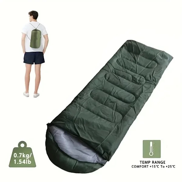 Outdoor Sleeping Bag, Ultralight, Waterproof, Extra Thick and Warm, Perfect for Camping, Green