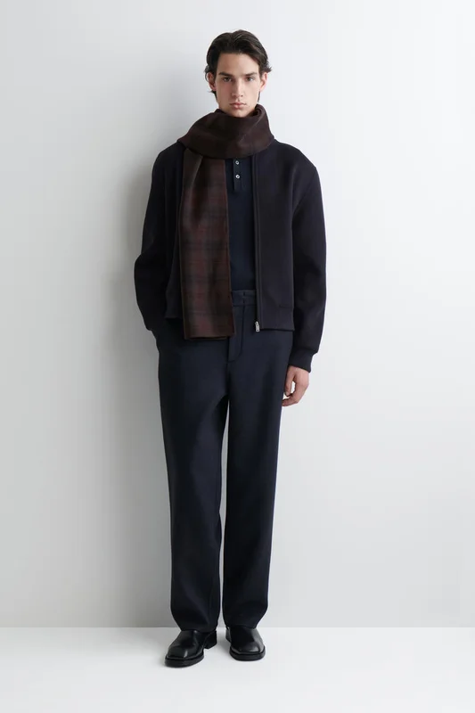 COS Men's Sciarpa A Quadri In Lana Doppiata in Rosso