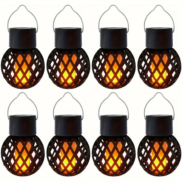 Solarflamlykta med Realistiska Flimrande Flammor, 4/8-pack Hängande/Stående Utomhussollampor för Uteplats Trädgård Balkonginredning