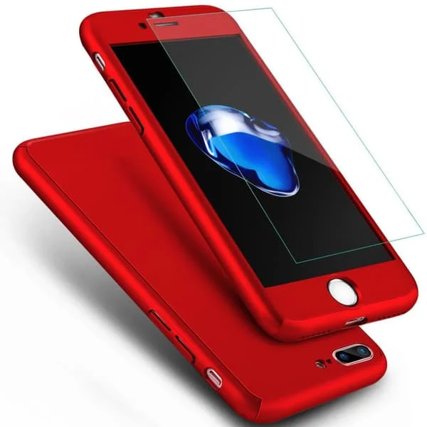 iPhone 6 / iPhone 6s Skal 360° 3in1 FullCover Skal + 0.26mm 9H Glas - RÖD