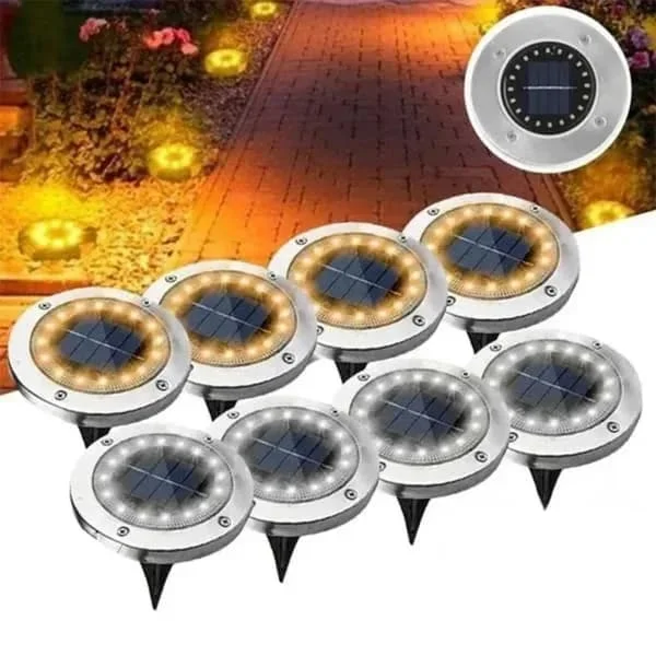 QD-8-pack Solar Powered Spotlights LED Ground Lights