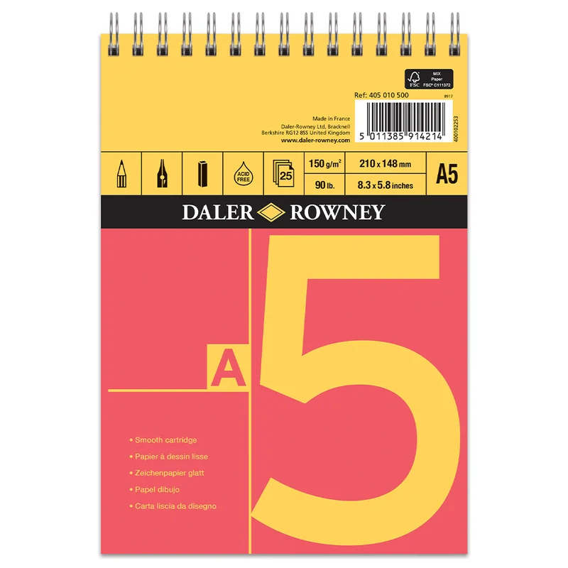 Daler-Rowney Sketch pad Spiral 150g A5