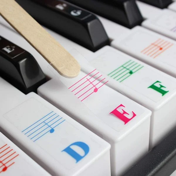 2 Pakke Piano Keyboard Klistremerker for 88/61/54/49/37 Tangenter. Fargerike Større Bokstaver, Tynnere Materiale, Transparent Remo