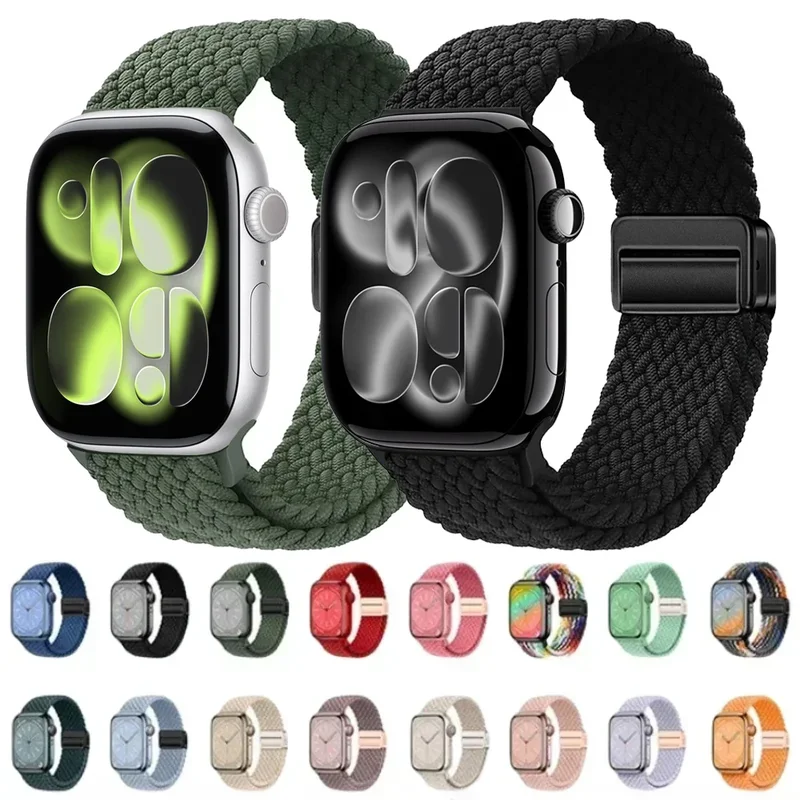 AliExpress - Magnetisches Nylon-Geflechtarmband für Apple Watch Band 46mm 42mm 45mm 41mm 44mm 40mm Ultra 3 2 1 49mm Band iWatch 11 10 9 8 7 6 5 SE