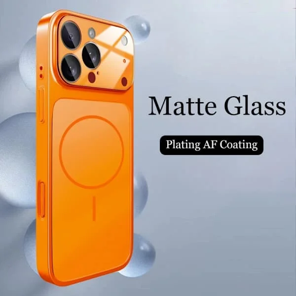 Glas Nano Matt Skal Til iPhone 17 Air 16 15 14 13 Pro Max 17Pro Magnetisk Til Magsafe Trådløs Opladning Orange iPhone17,A[RM]