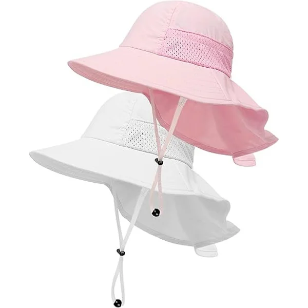 2-pack Toddler Sun Hats, Adjustable Beach Hats
