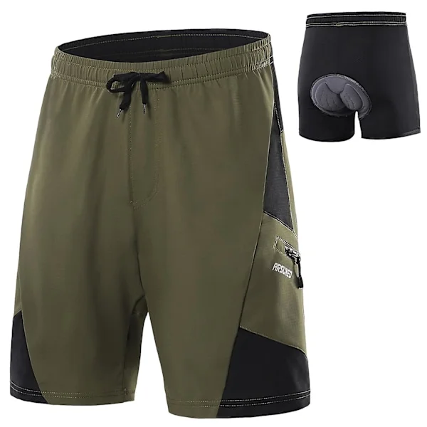 2-i-1 Vadderade Cykelshorts med Fickor Herr Andningsbara Träningsshorts för Träning Cykling
