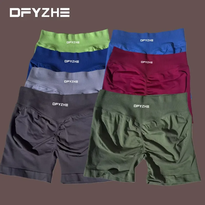AliExpress - DFYZHE Short de sport pour femme 4,5 po – Short de sport côtelé sans couture à taille haute pour le yoga, le cyclisme et le fitness