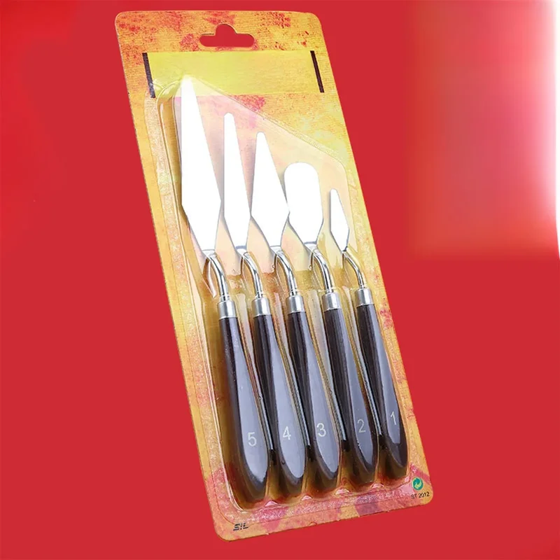 AliExpress - 5 stks Art Olieverfschilderij Schraper Verfschraper Houten Handvat Paletmes Set voor Gouache Olieverf Leerlingen
