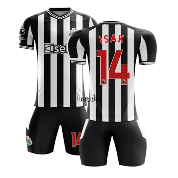 2023-2024 Newcastle United Hjemmebane Børnefodboldtrøje Nr. 14 Isak (trøje+shorts)