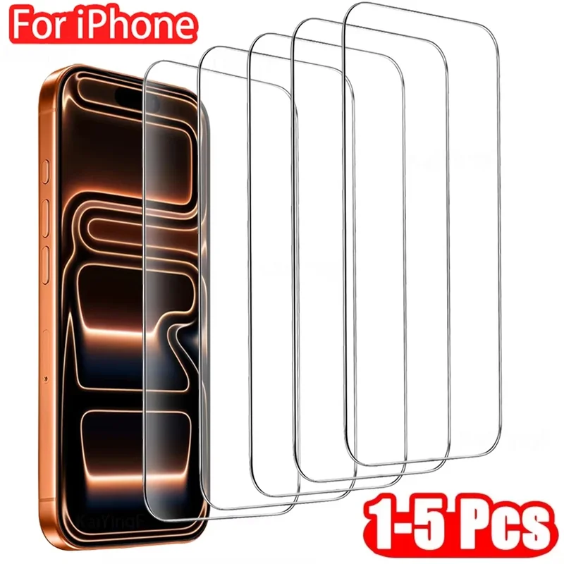 AliExpress - 1-5 pièces verre trempé pour iPhone 17 Air 16 15 14 13 12 11 Pro Max protecteurs d'écran pour iPhone 7 8 6 16e X XS XR Film de protection