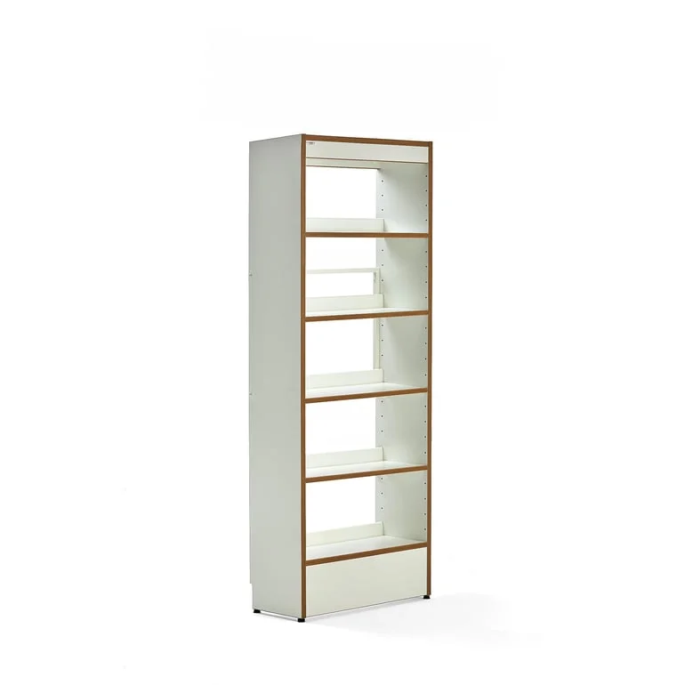 Library bookshelves STORY, basic, single-sided, 1920x747x305 mm, 5 shelves, white