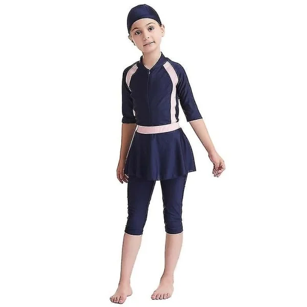 Perfekta jenter Barn Muslimske badedrakter Islamske badedrakter Mild hud Burkini badedrakter Strandklær - Perfet rosa 7-8 år