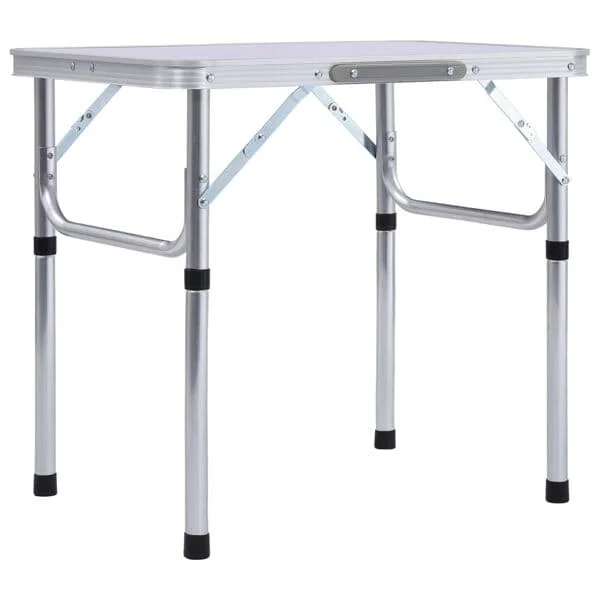 vidaXL Hopfällbart campingbord vit aluminium 60x45 cm