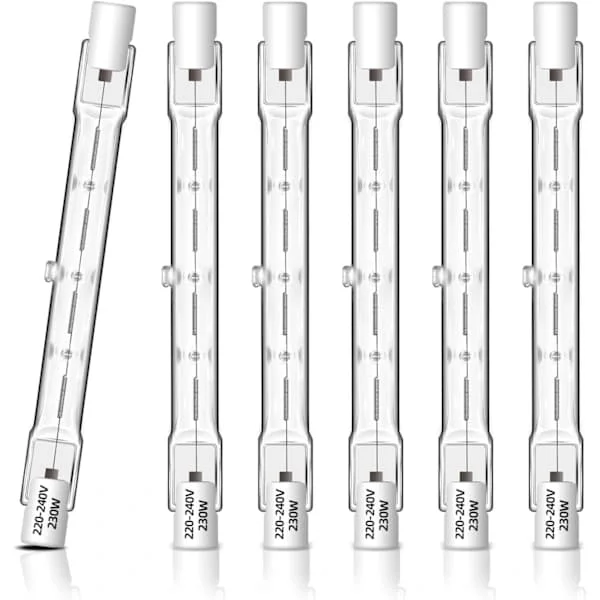 R7S 118mm Linear Halogen Bulbs 240W Dimmable 2700K Warm White 4650LM for Projector Home Office Lighting 6-Pack