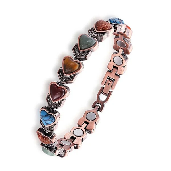 Magnetiska koppararmband för kvinnor, magnetiskt koppararmband och magnetiska ringar med starka magneter, justerbar storlek smyckesgåva H7