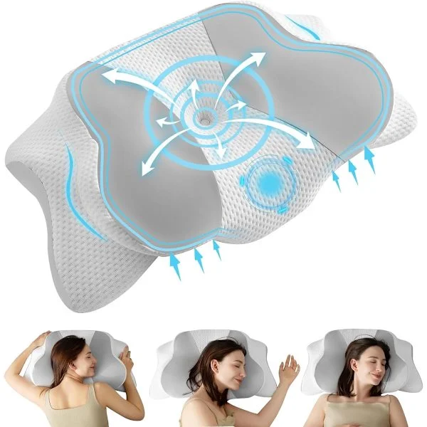Ergonomisk pute - Pute for nakkeavlastning - Egnet for rygg-, mage- og sidesovere - Memory foam - Sovepute - Ortopedisk pute