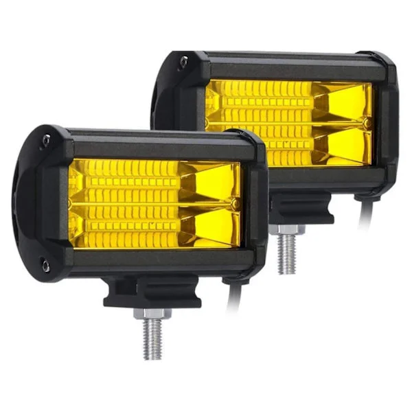 2X 5 Tommer 72W LED Arbeidslys Vanntett Off Road Pod Tåkelys Gule Lamper for Lastebiler ATV UTV Bo