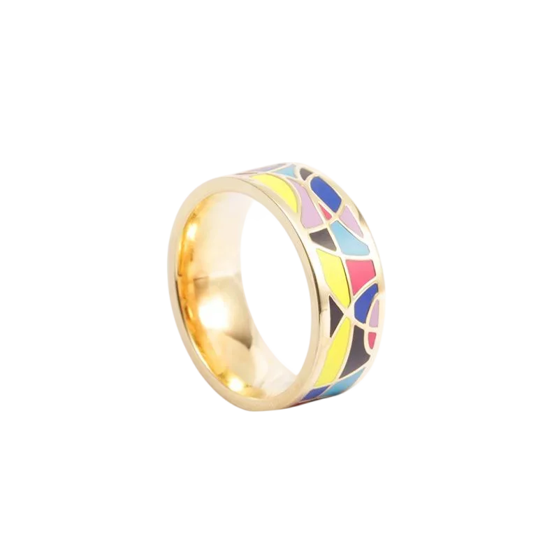 AliExpress - Nouveautés Bijoux : Bagues en Acier Inoxydable 8mm, Bijoux de Fête pour Femme, Bague Émaillée, Bijoux de Noël et de Mariage, Plaqué Or 