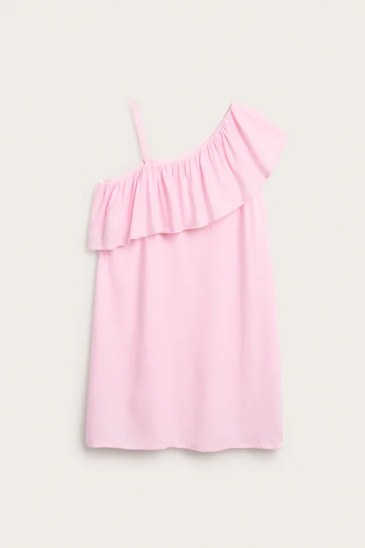 Kappahl | One shoulder-kjole med volanger Rosa 140 | Barn
