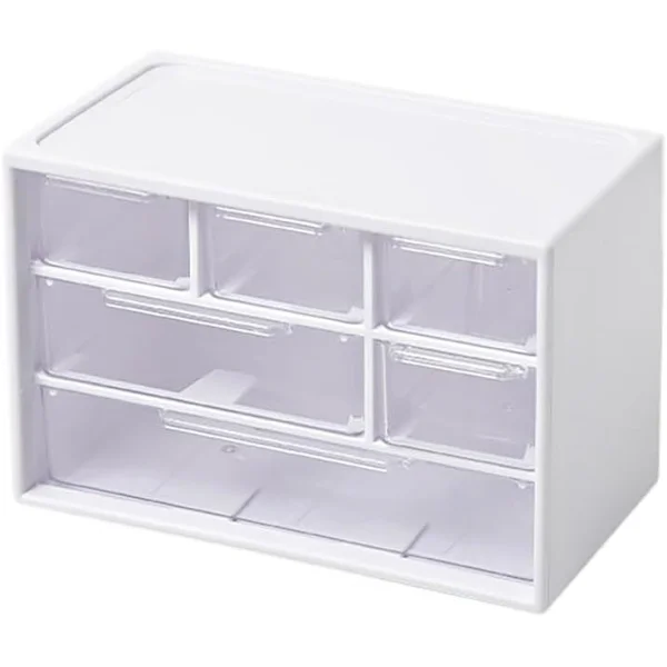 Byrå Liten Skrivbordsförvaring Lådor Plastförvaringsskåp Mini Förvaringsbox Enhet Transparent Förvaringstorn med 6 Lådor För Förvaring av Delar