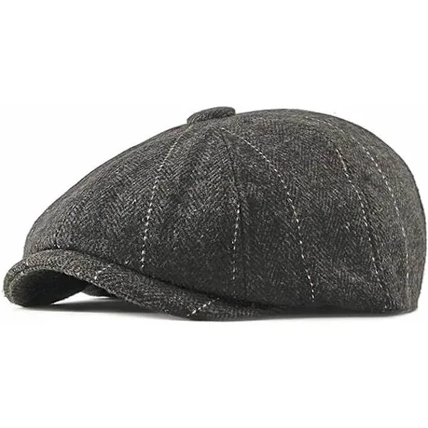 Newsboy Kasket Justerbar Sildebensmønstret Baker Boy Flat Caps Beskyttende Hat Stofkasket til Mænd