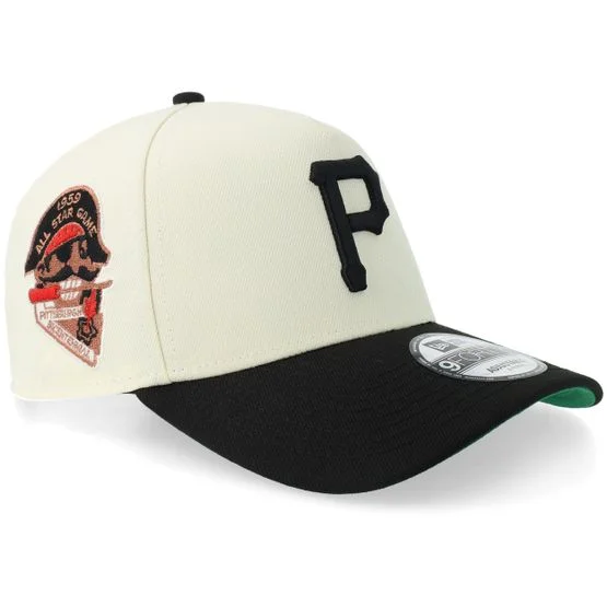 New Era - MLB White adjustable Lippis - Hatstore Exclusive x Pittsburgh Pirates 9FORTY All Star Game Chrome/Black A-frame Adjustable @ Hatstore