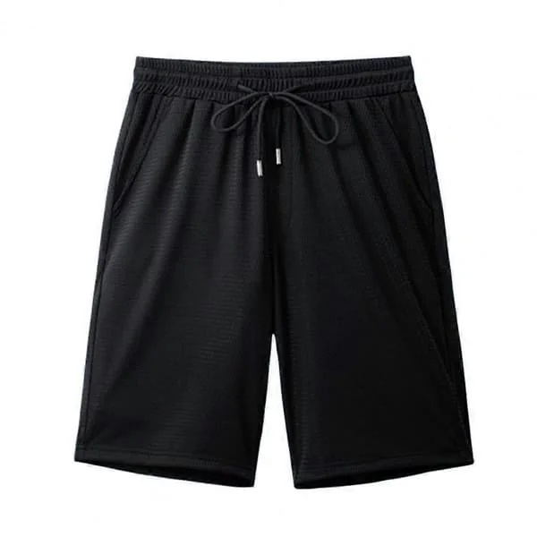 【BQ】Trendy Men's Shorts Bottoms Short Pants All Match Quick Dry Knee Length Shorts Drawstring Black