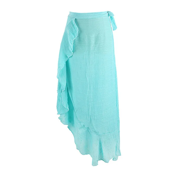 Stripet dusk strandovertrekk cardigan for kvinner, Boho bomull sarong omslagsskjørt med sidesplitt, lett badetøy bikini-overlegg for sommerferie