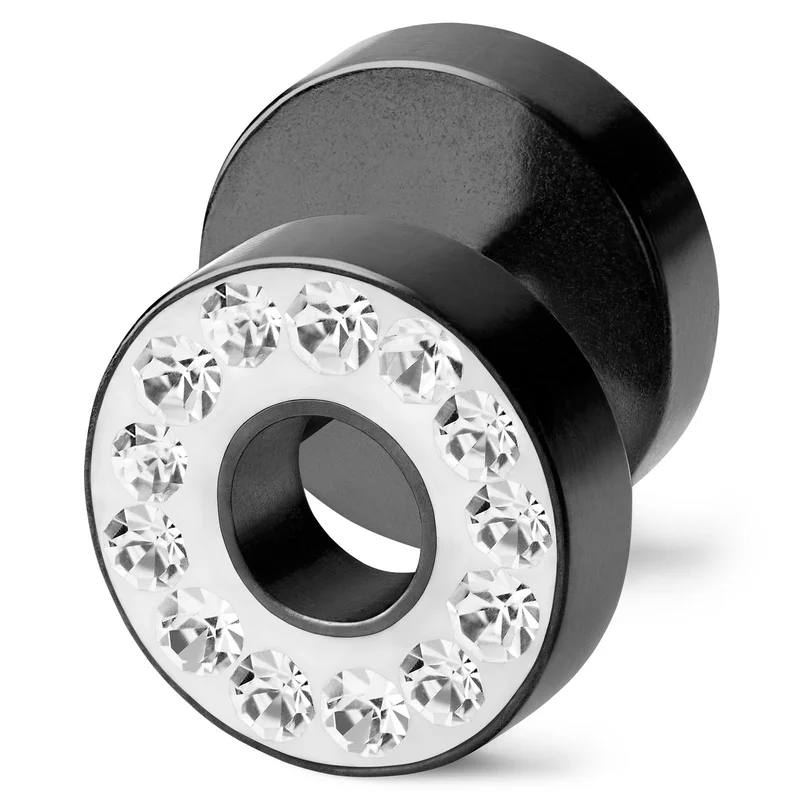 8 mm Black & Clear Crystal Stud Earring for Men - Stud earrings