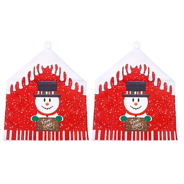 2 Snowman Christmas Chair Covers, Chair Back Covers for Christmas Holiday Party Decor