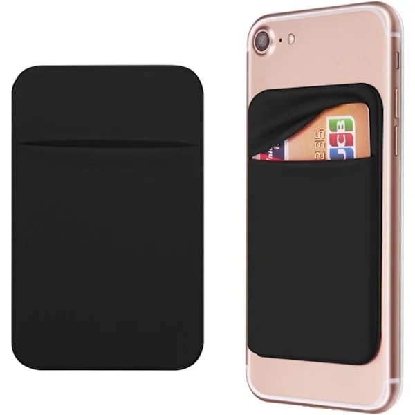 Mobil Lomme Selvklæbende Kortholder Stick On Wallet Case med Selvklæbende ID Kreditkort ATM Kortholder til iPhone Android 2 STK SORT