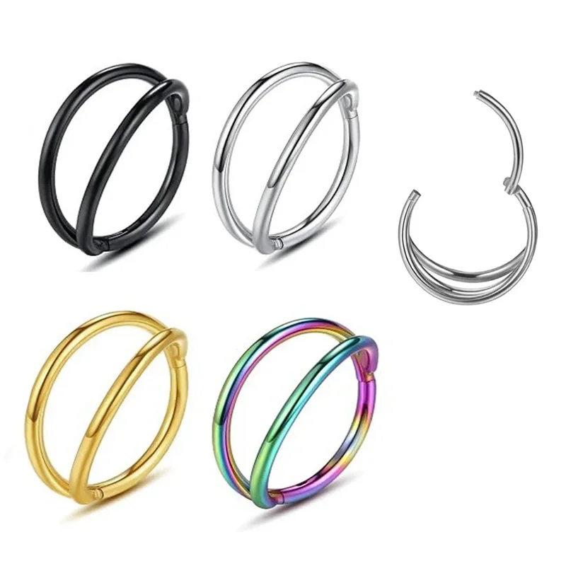 AliExpress - 1-3PCS Doppel Hoops Nasenring Hoop Scharnier Septum Hoop Piercing Hypoallergen Conch Daith Helix Ring Hoops Rook Tragus Lippenring