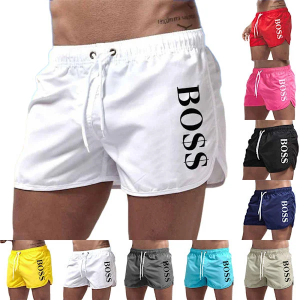 Boss Print Badbyxor Herr Sommar Strand Gym Sport Shorts Rosa