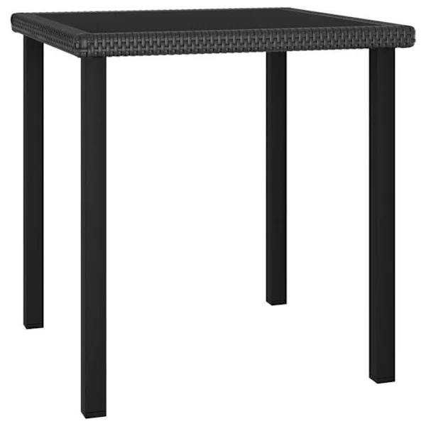 Puutarhapöytä - Exclusive-koti - Neliö 70x70x73 cm - Kudottu muovi - Musta