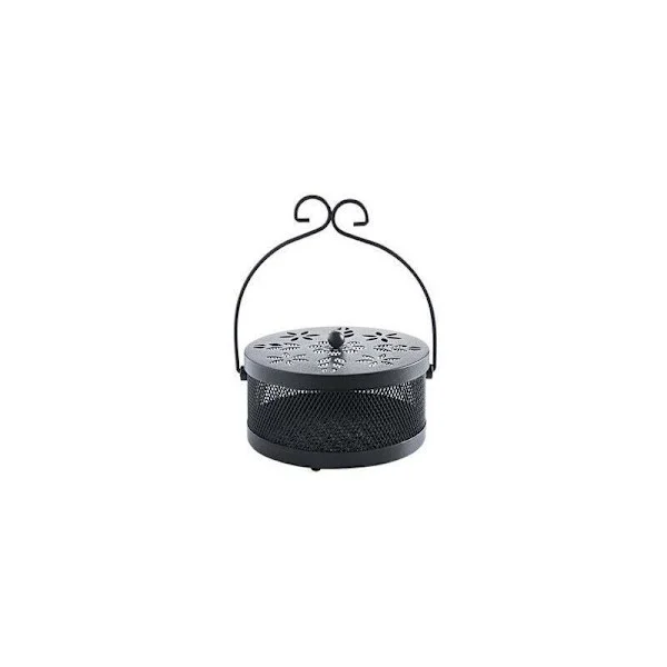 Sandalwood Incense Holder, Fireproof Incense Coil Burner with Lid, Fireproof Mosquito Coil Holder, Tray, Black